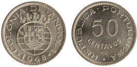 Angola Prova - 50 Centavos 1948 Prova Incusa
Angola Prova - 50 Centavos 1948 Prova Incusa, Soberba, A.G:E3.05, 4,52gr, Alpaca