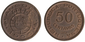 Angola Prova - 50 Centavos 1955 Prova Incusa
Angola Prova - 50 Centavos 1955 Prova Incusa, Soberba, A.G:E3.09, 4,00gr, Bronze