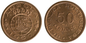 Angola Prova - 50 Centavos 1957 Prova Incusa
Angola Prova - 50 Centavos 1957 Prova Incusa, Soberba, A.G:E3.10, 3,99gr, Bronze