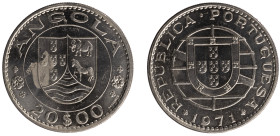 Angola Prova - 20 Escudos 1971 Prova Incusa
Angola Prova - 20 Escudos 1971 Prova Incusa, Bela, A.G::E8.06, 11,96gr, Cupro-niquel