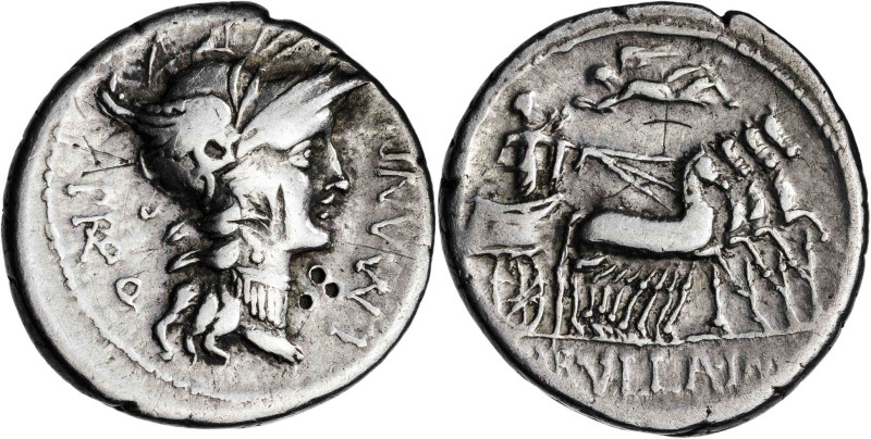 (82 a.C.). Gens Manlia. Denario. (Bab. 4) (Craw. 367/5). Grafitti en ambas caras...