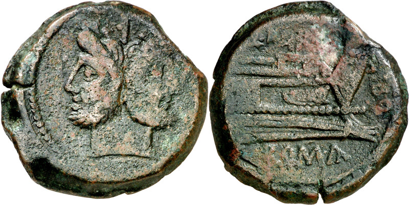 (148 a.C.). Gens Marcia. As. (Spink 724) (Craw. 215/2a). 28,65 g. MBC-.