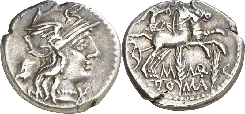 (hacia 134 a.C.). Gens Marcia. Denario. (Bab. 8) (Craw. 245/1). 3,87 g. MBC+.