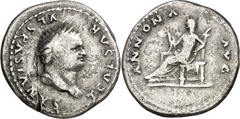(77-78 d.C.). Tito. Denario. (Spink 2436) (S. 17) (RIC. 972, de Vespasiano). 3,2...
