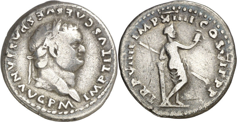 (79 d.C.). Tito. Denario. (Spink 2507) (S. 268) (RIC. 34). 3,03 g. MBC-.