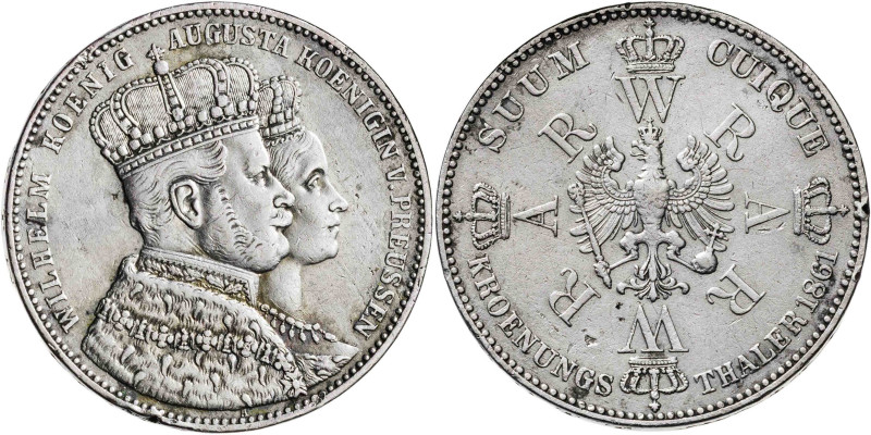 Alemania. Prusia. 1861. Guillermo I. 1 taler. (KM. 488). Coronación de Guillermo...