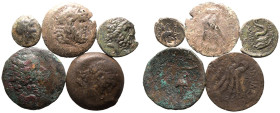 Seleukid + Ptolemaic Empires, Æ 5 x Various Denominations