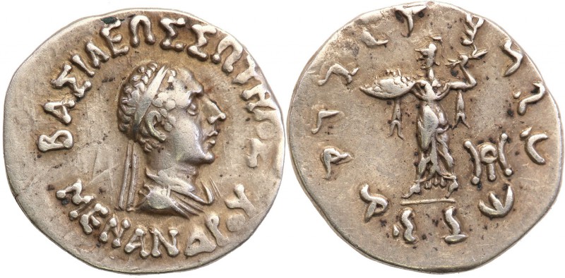 Kingdom of Indo-Greeks. Menander I Soter. Drachma 155-130 b.c, Pushkalavati 
Pa...