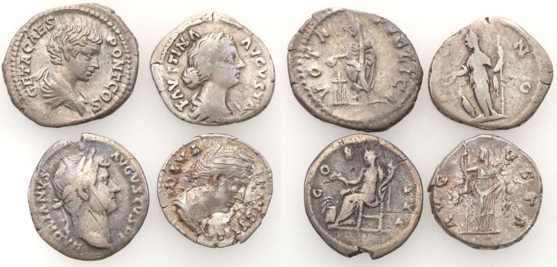 Roman Empire. Denar, group 4 pieces 
Hadrian, Geta, 2 x Faustyna.Patyna.
Waga/...