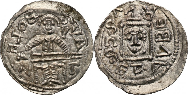Boleslaw IV Kedzierzawy (1146-1173). Denar 1146-1157 
Aw: Książę z mieczem na k...
