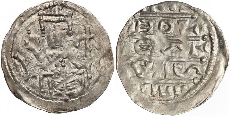 Boleslaw IV Kedzierzawy (1146-1173). Denar 1146-1157 
Aw: Cesarz siedzący na tr...