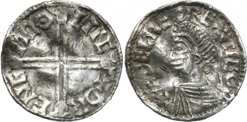 England. Aethelred II (978-1016). Denar typu long cross 
REX AG / DR ENDGięty, ...