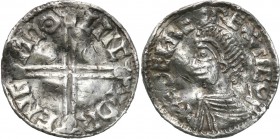 England. Aethelred II (978-1016). Denar typu long cross 
REX AG / DR ENDGięty, ale czytelny. Patyna.
Waga/Weight: 1,72 g Ag Metal: Średnica/diameter...