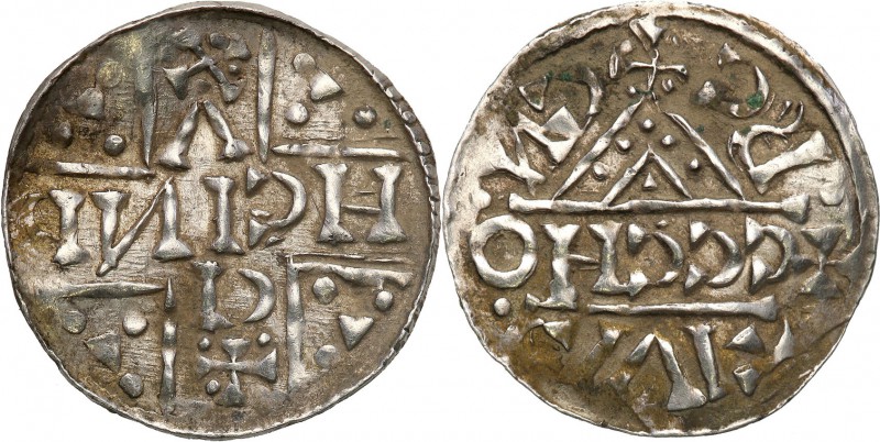Germany, Bavaria, Ratyzbona. Henryk V (1004-1026). Denar 1018-1026 
Aw.: Krzyż ...