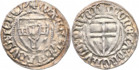 Teutonic Order. Konrad III von Jungingen (1393-1407). Schilling (szelag) 
Aw.: Tarcza wielkiego mistrza i napis w otoku: MAGST CORADVS TERCIRw.: Tarc...