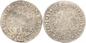 Sigismund I the Old. Grosz 1536, Vilnius 
Odmiana z końcówkami napisów LIT/LIT.Niedobicie typowe dla tych monet, minimalnie gięty. Czytelna legenda.T...