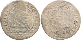 Sigismund II August. Grosz 1567 na stopę polską, Tykocin 
Matowa patyna, przetarty.Kopicki 3286 (R)
Waga/Weight: 1,98 g Ag Metal: Średnica/diameter:...