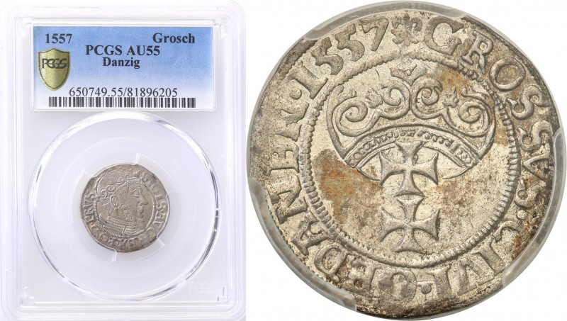 Sigismund II August. Grosz 1557, Gdansk / Danzig PCGS AU55 (MAX) 
Najwyższa gra...