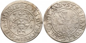 Stephan Batory . Schilling (szelag), 1578, Gdansk / Danzig 
Delikatny połysk w tle.Kopicki 7425 (R1)
Waga/Weight: 0,99 g Ag Metal: Średnica/diameter...