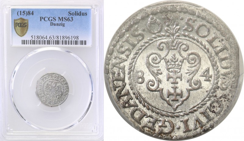 Stephan Batory . Schilling (szelag) 1584, Gdansk / Danzig PCGS MS63 (2 MAX) 
Dr...