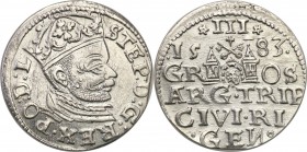 Stephan Batory . Trojak (3 grosze) 1583, Riga 
Piękny egzemplarz, intensywny połysk menniczy i wspaniale zachowane detale. Rzadka moneta takim stanie...