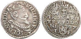 Sigismund III Vasa . Trojak (3 grosze) 1597, Olkusz 
Ciemna patyna.Iger O.97.2.g
Waga/Weight: 2,26 g Ag Metal: Średnica/diameter: 
Stan zachowania/...