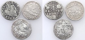Sigismund III Vasa . Trojak (3 grosze) 1601-1598, Wschowa/Olkusz, group 3 pieces 
1601 - anomalny, 1595 - Wschowa, 1598 - Olkusz.Monety zmęczone obie...