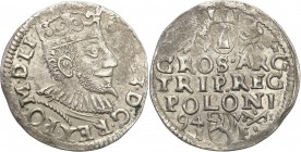 Sigismund III Vasa . Trojak (3 grosze) 1594, Poznan 
Popiersie króla z wydłużoną twarzą, na rewersie litery V-I.Połysk w tle, minimalne niedobicie.Ig...