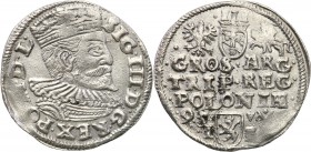 Sigismund III Vasa . Trojak (3 grosze) 1595, Poznan 
Większa głowa króla na awersie, na rewersie litery V-I. Rzadziej spotykane popiersie.Delikatne n...