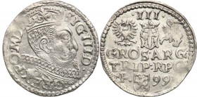 Sigismund III Vasa . Trojak (3 grosze) 1599, Poznan 
U dołu rewersu gwiazdka przed literą P i za skróconą datą.Pięknie zachowana moneta. Połysk, mini...