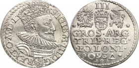 Sigismund III Vasa . Trojak (3 grosze) 1593, Malbork 
Odmiana trojaka z większym zarostem u króla i brodą blisko kryzy.Piękny egzemplarz, połysk menn...