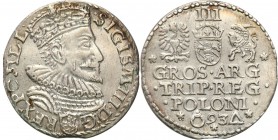 Sigismund III Vasa . Trojak (3 grosze) 1593, Malbork 
Odmiana trojaka z mniejszym zarostem u króla i brodą oddaloną od kryzy.Bardzo ładny, świeży egz...