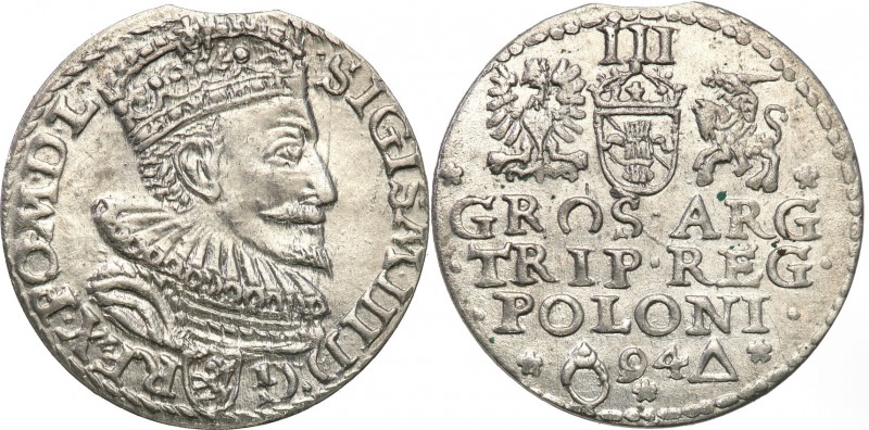 Sigismund III Vasa . Trojak (3 grosze) 1594, Malbork 
Trojak podobny do odmiany...