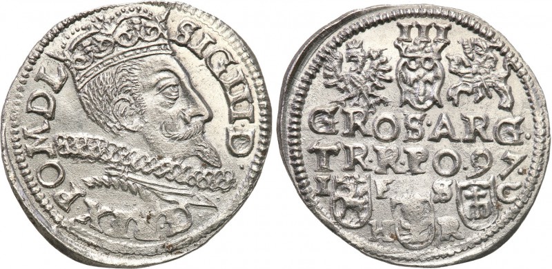 Sigismund III Vasa . Trojak (3 grosze) 1597, Bydgoszcz 
Inny typ popiersia w ty...