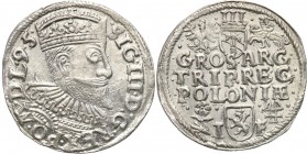 Sigismund III Vasa . Trojak (3 grosze) 1595, Wschowa 
Na awersie skrócona data obok głowy króla.Egzemplarz z pięknym blaskiem menniczym, rzadki w tak...