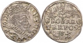 Sigismund III Vasa . Trojak (3 grosze) 1597, Lublin 
Rzadsza odmiana trojaka z monogramem Melchioira Reysnera bez obwódki.Równomierna patyna, wyraźne...