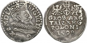 Sigismund III Vasa . Trojak (3 grosze) 1598, Lublin 
Pełna data u dołu rewersu. Ciemna patyna.Iger L.98.4.j (R)
Waga/Weight: 2,42 g Ag Metal: Średni...