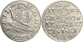 Sigismund III Vasa . Trojak (3 grosze) 1592, Riga 
Połysk, dobre detale.Iger R.92.1.c
Waga/Weight: 2,22 g Ag Metal: Średnica/diameter: 
Stan zachow...