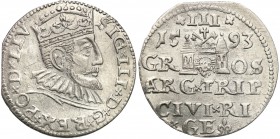 Sigismund III Vasa . Trojak (3 grosze) 1593, Riga 
Końcówka awersu LIV. Brak dwukropka na końcu awersu.Połysk.Iger R.93.1.d - podobny
Waga/Weight: 2...
