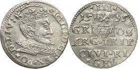 Sigismund III Vasa . Trojak (3 grosze) 1595, Riga 
Nienotowany typ interpunkcji. Rzadsza odmiana z LIV na końcu awersu.Ładny egzemplarz. Połysk.Iger ...