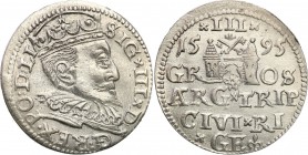 Sigismund III Vasa . Trojak (3 grosze) 1595, Riga 
Odmiana z końcówką LI na końcu awersu. Pięknie zachowana moneta. Minimalne niedobicie.Iger R.95.1....