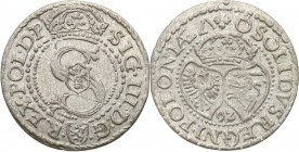 Sigismund III Vasa . Schilling (szelag) 1592, Malbork 
Trójkąt, znak mincerza Gracjana Gonzala, bez dolnej poprzeczki.Połysk, bardzo dobry detal. Mon...
