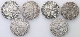 Sigismund III Vasa . Ort (18 groszy) 1622-1624, Bydgoszcz, group 3 pieces 
Zestaw 3 monet.&nbsp;Ort 1622 stan 3- (z dziurką)Ort 1622 stan 2-Ort 1624 ...