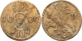 Sigismund III Vasa . Dwudenar 1609, Vilnius 
Rzadka i bardzo ładnie zachowana moneta. Minimalny ślad gięcia.Trójlistki tylko po bokach nominału i her...