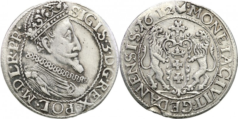 Sigismund III Vasa . Ort (18 groszy) 1612, Gdansk / Danzig - RARE R3 
Aw.: Popi...