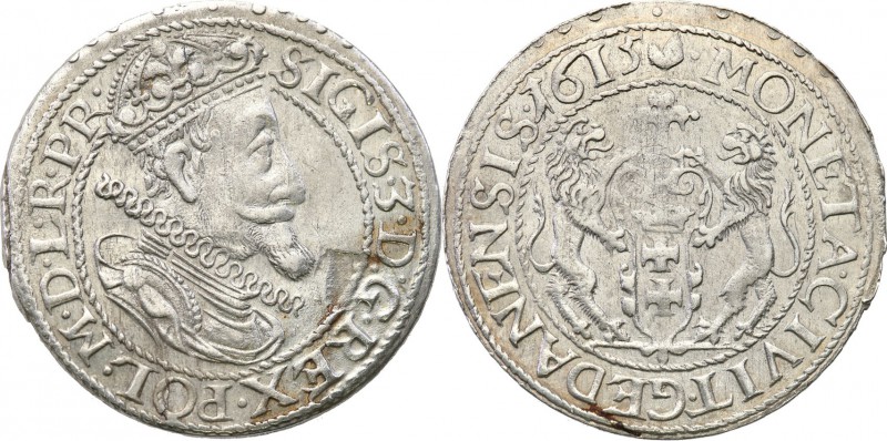 Sigismund III Vasa . Ort (18 groszy) 1615, Gdansk / Danzig - RARE R3 
Aw.: Popi...