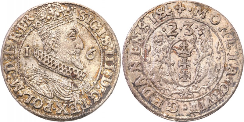 Sigismund III Vasa . Ort (18 groszy) 1623, Gdansk / Danzig 
Aw.: Popiersie w ko...