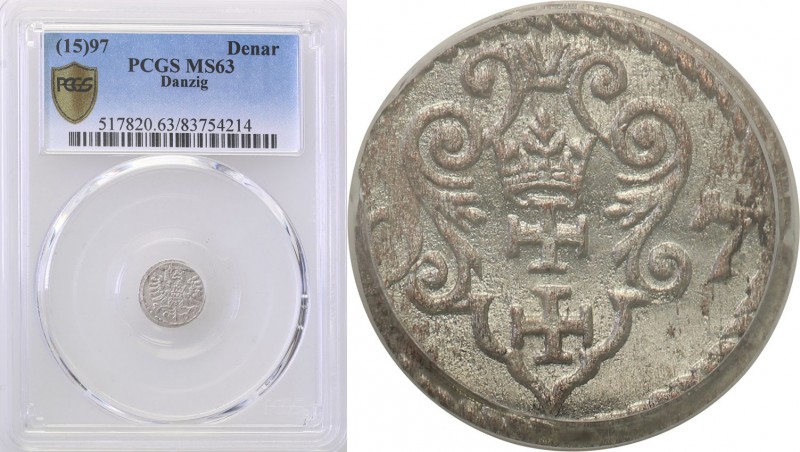 Sigismund III Vasa . Denar 1597, Gdansk / Danzig PCGS MS63 (2 MAX) 
Druga najwy...