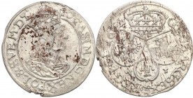 John II Casimir . Szostak (6 groszy) 1662 AT, Cracow 
Herb Ślepowron na rewersie, obwódka na awersie.Połysk, resztki nalotu, minimalne wyszczerbienie...