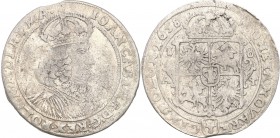 John II Casimir . Ort (18 groszy) 1658, Poznan 
Aw.: Popiersie króla w koronie i w zbroi okrytej płaszczem z Orderem Złotego Runa na piersi, wokoło o...